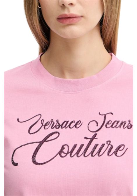 T-shirt regular con logo e cristalli VERSACE JEANS COUTURE | T-shirt | 79HAHT05 CJ03T459